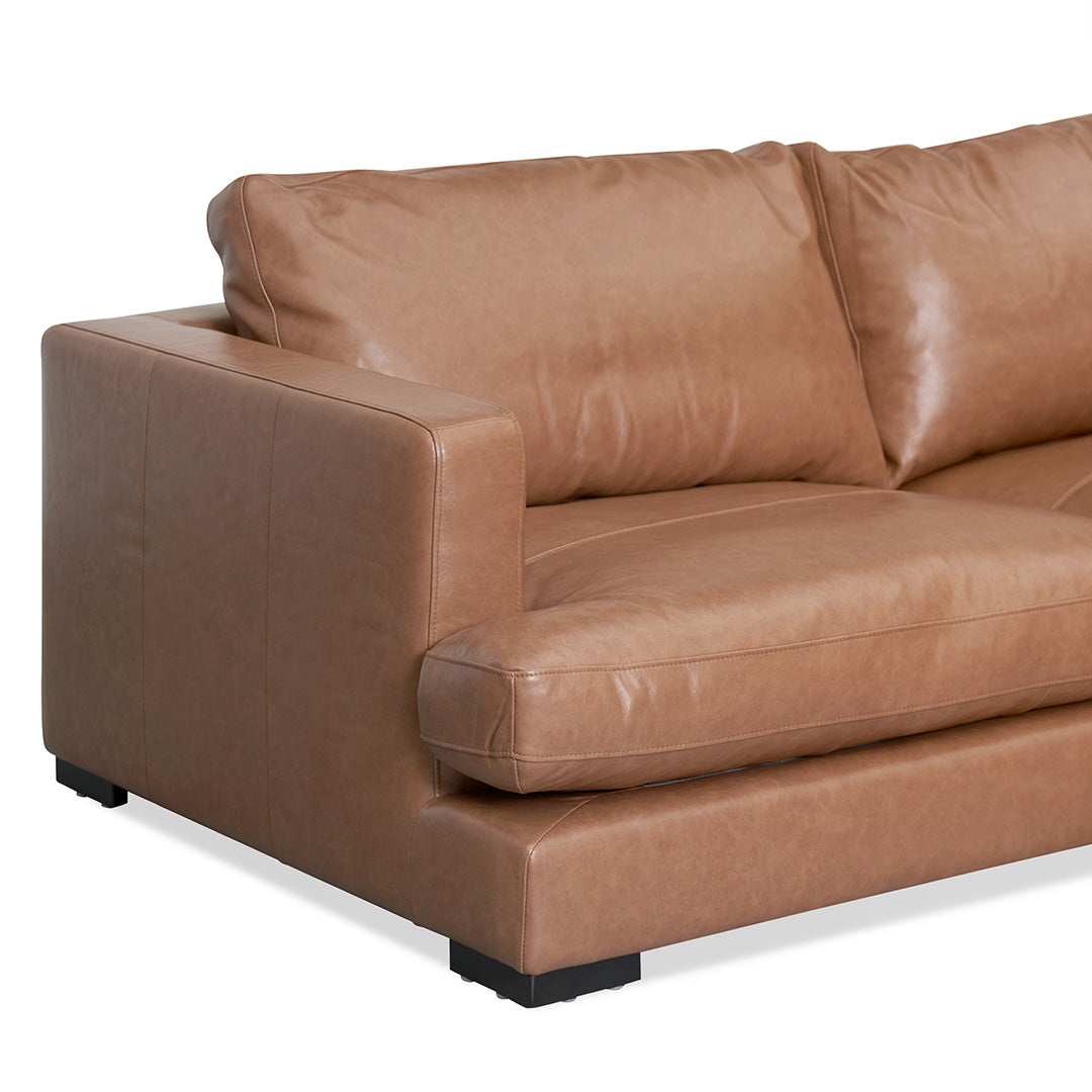 Broadway 4 Seater Right Chaise Leather Sofa - Caramel Brown