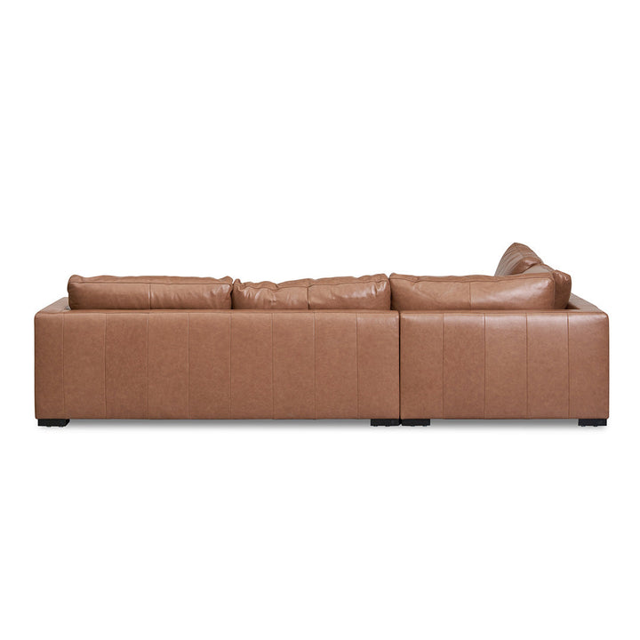 Broadway 4 Seater Left Chaise Leather Sofa - Caramel Brown