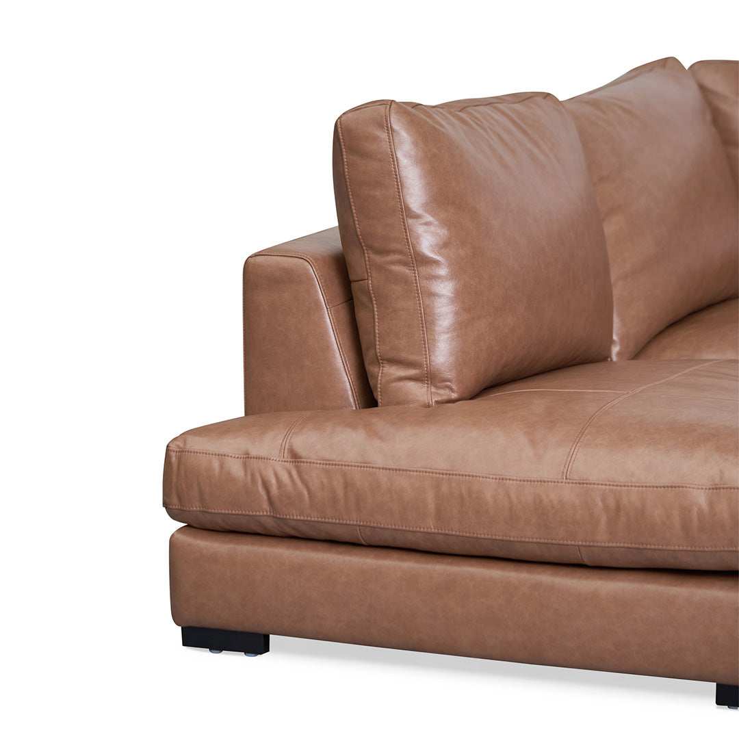 Broadway 4 Seater Left Chaise Leather Sofa - Caramel Brown