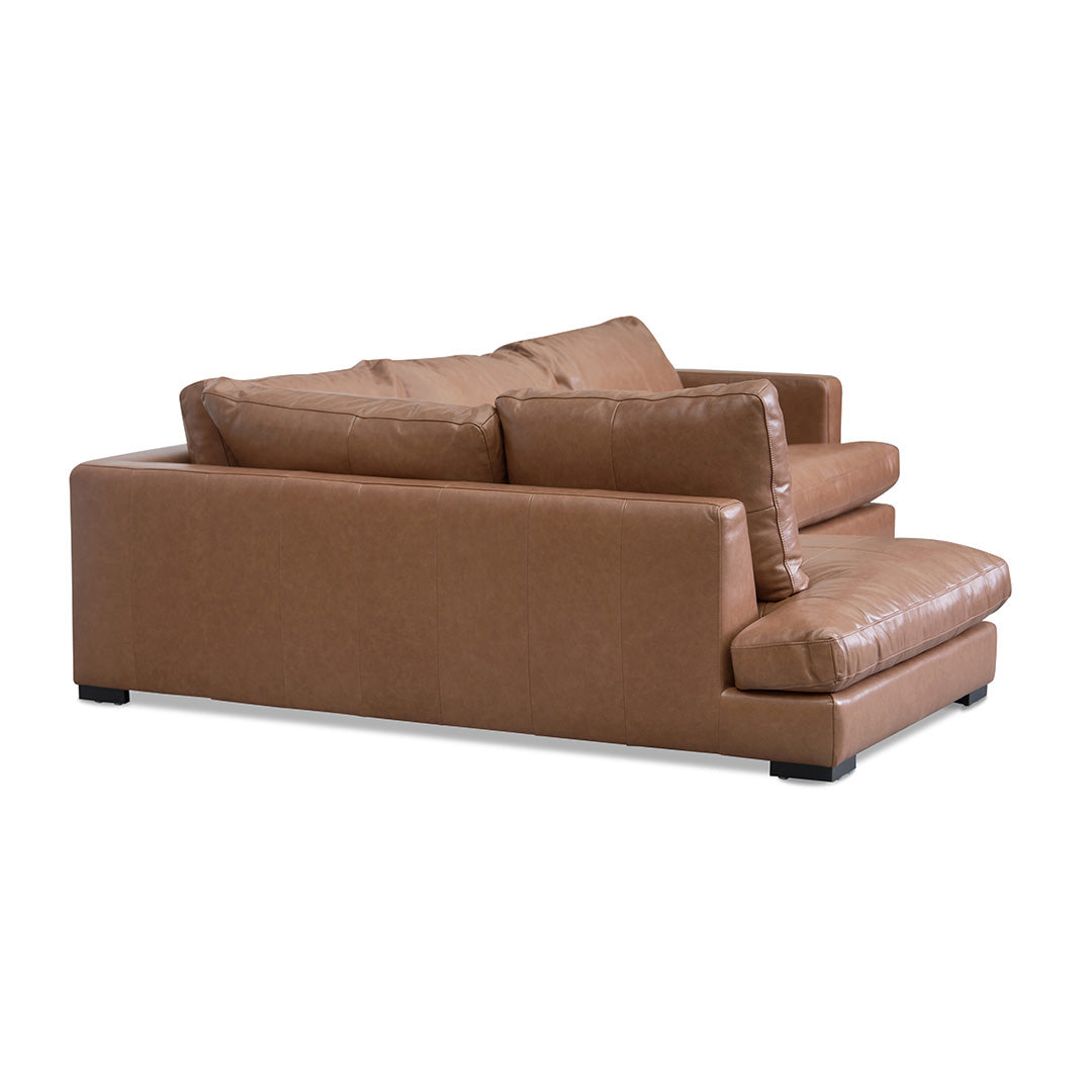 Broadway 4 Seater Left Chaise Leather Sofa - Caramel Brown