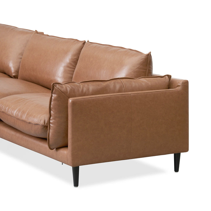 Broadway 4 Seater Left Chaise Leather Sofa - Caramel Brown