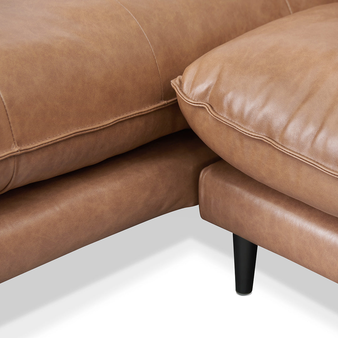 Broadway 4 Seater Left Chaise Leather Sofa - Caramel Brown