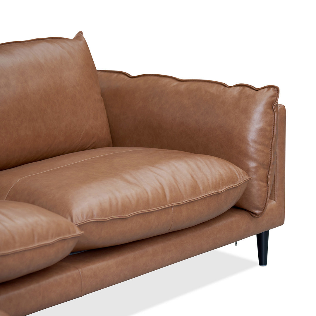 Broadway 4 Seater Left Chaise Leather Sofa - Caramel Brown