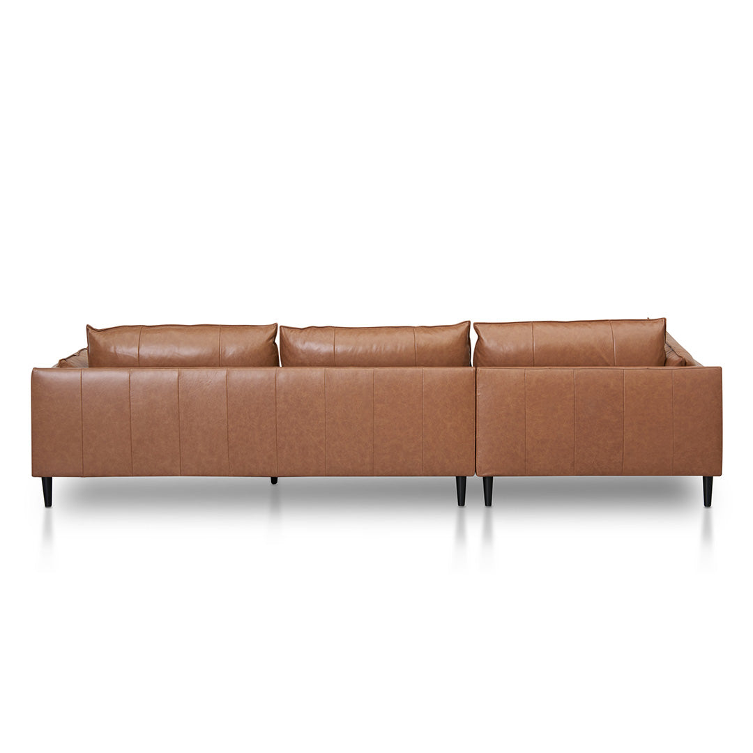 Broadway 4 Seater Left Chaise Leather Sofa - Caramel Brown