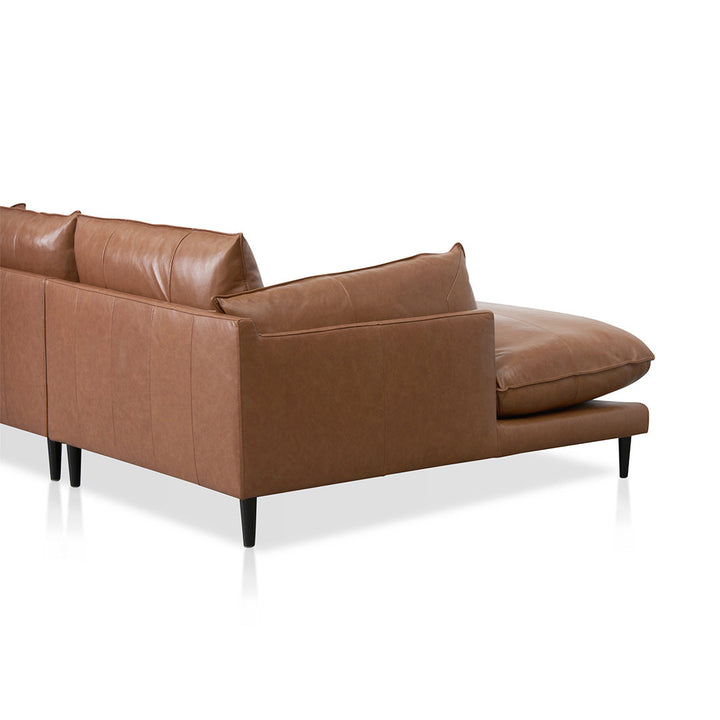 Broadway 4 Seater Left Chaise Leather Sofa - Caramel Brown