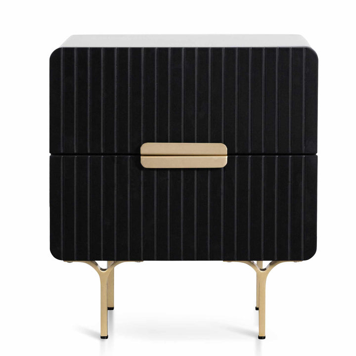 Tetbury Matte Black Bedside Table - Brass Legs and Handle