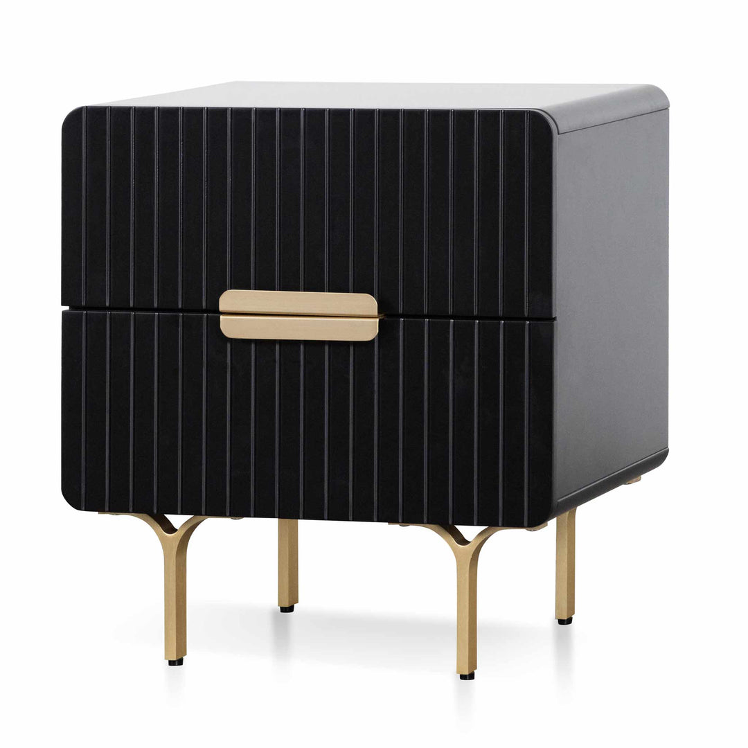 Tetbury Matte Black Bedside Table - Brass Legs and Handle