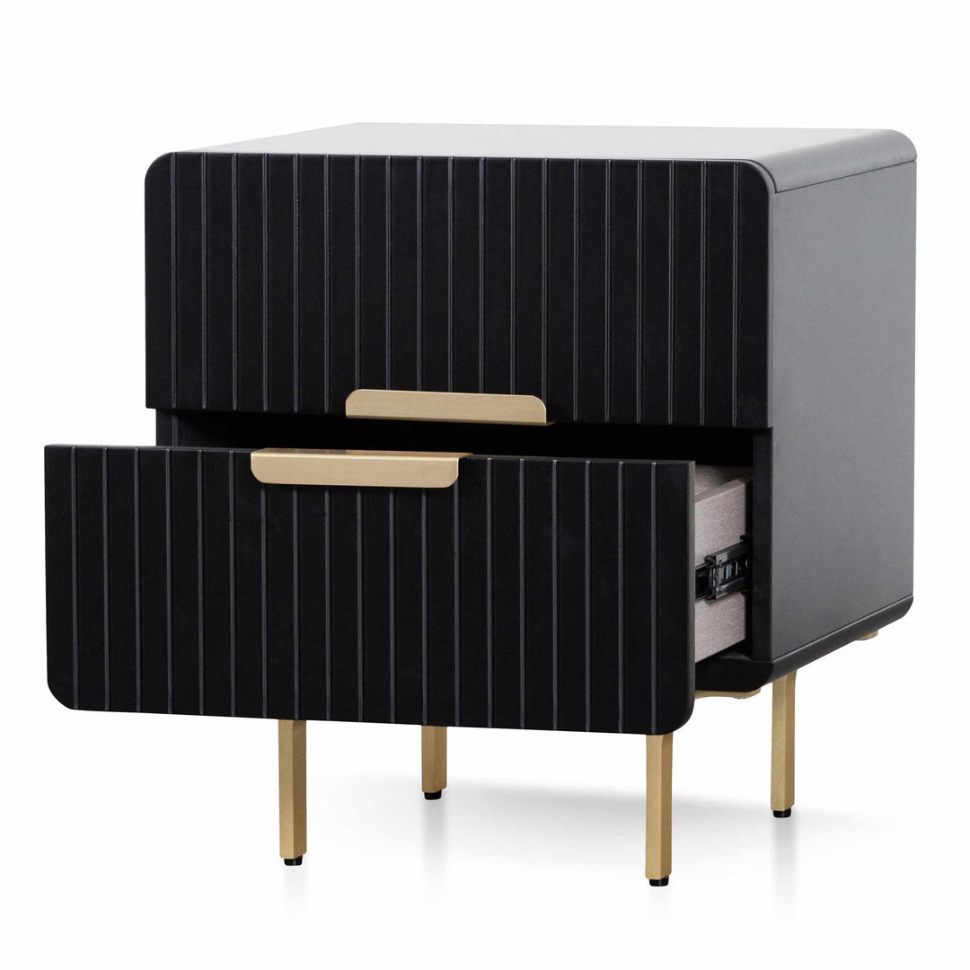 Tetbury Matte Black Bedside Table - Brass Legs and Handle