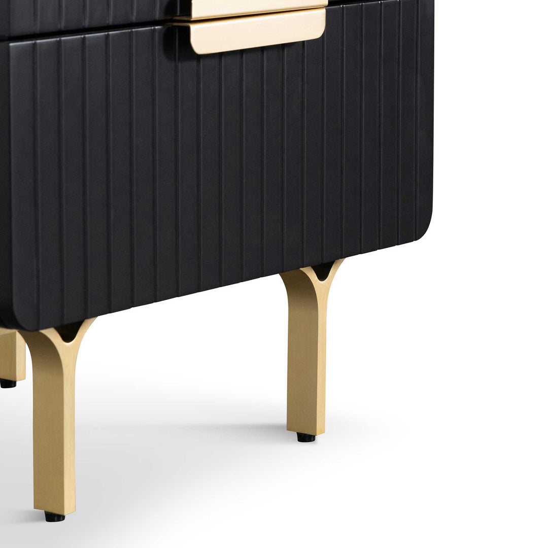 Tetbury Matte Black Bedside Table - Brass Legs and Handle