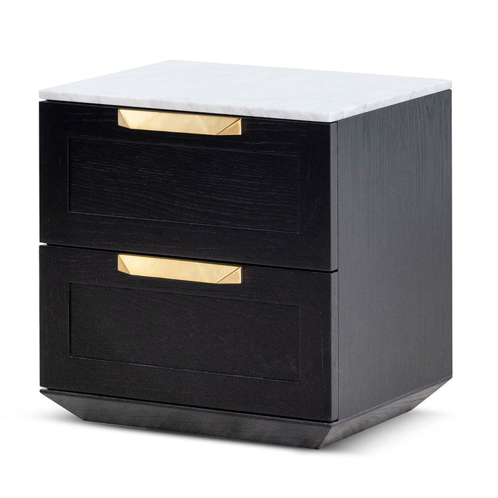 Oxford Bedside Table - Black with Marble Top