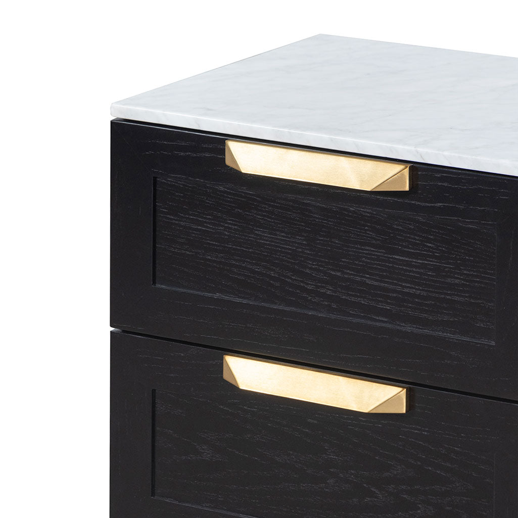 Oxford Bedside Table - Black with Marble Top