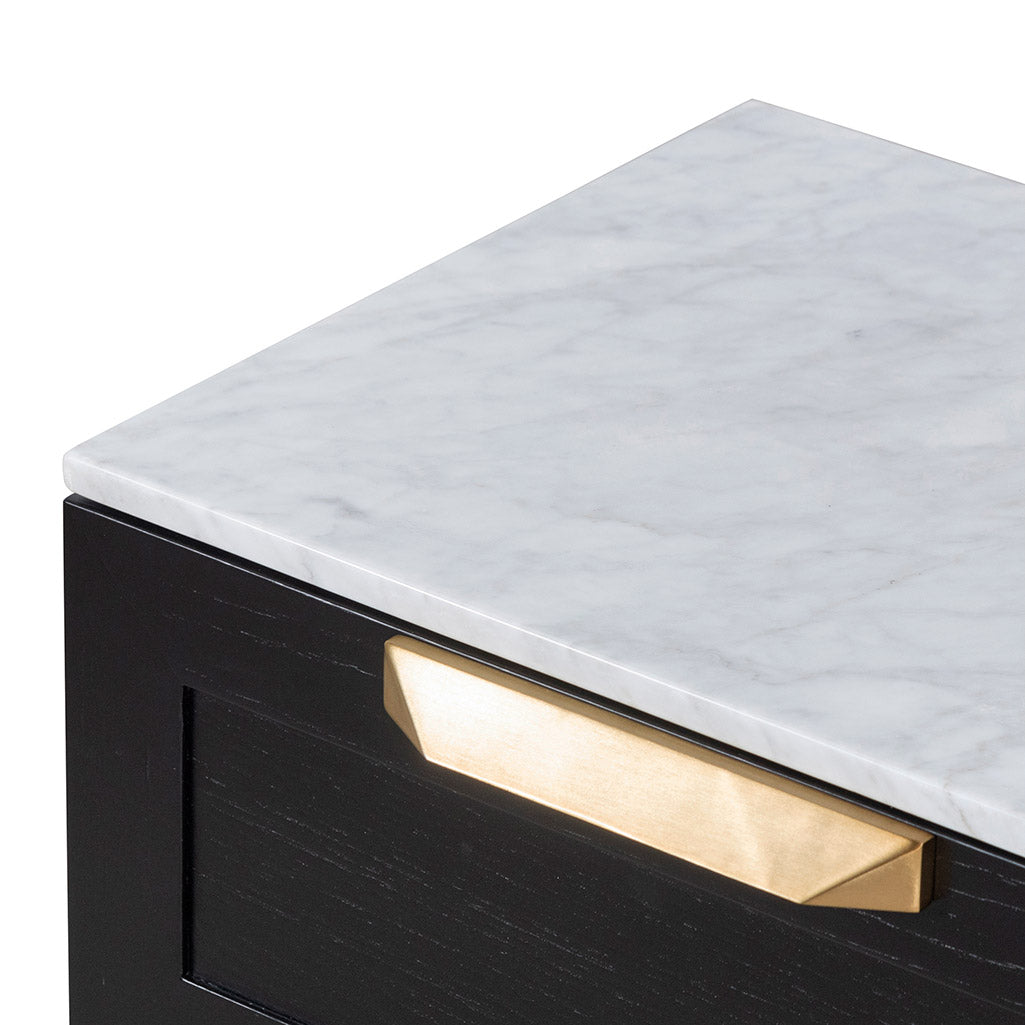 Oxford Bedside Table - Black with Marble Top