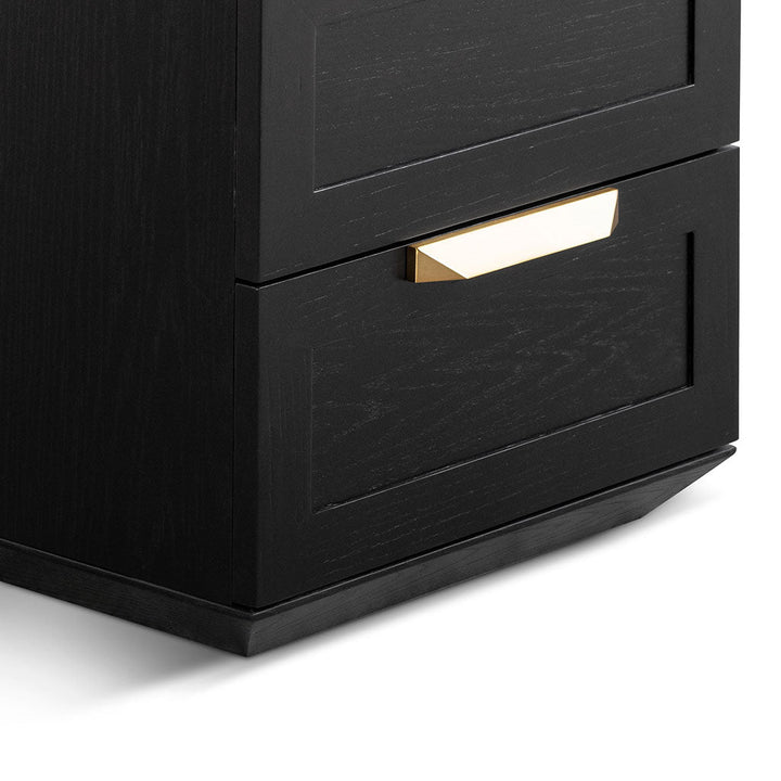 Oxford Bedside Table - Black with Marble Top