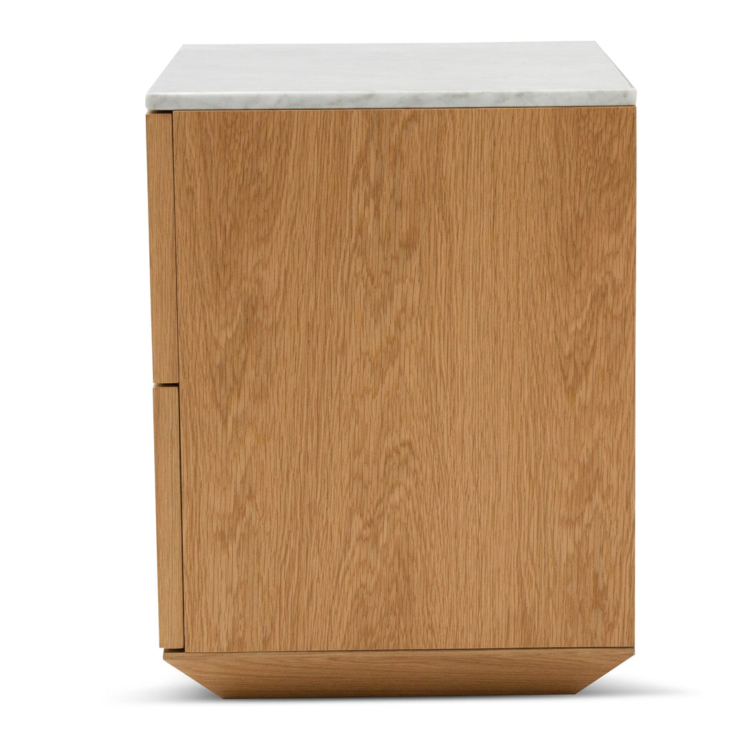 Oxford Bedside Table - Natural with Marble Top