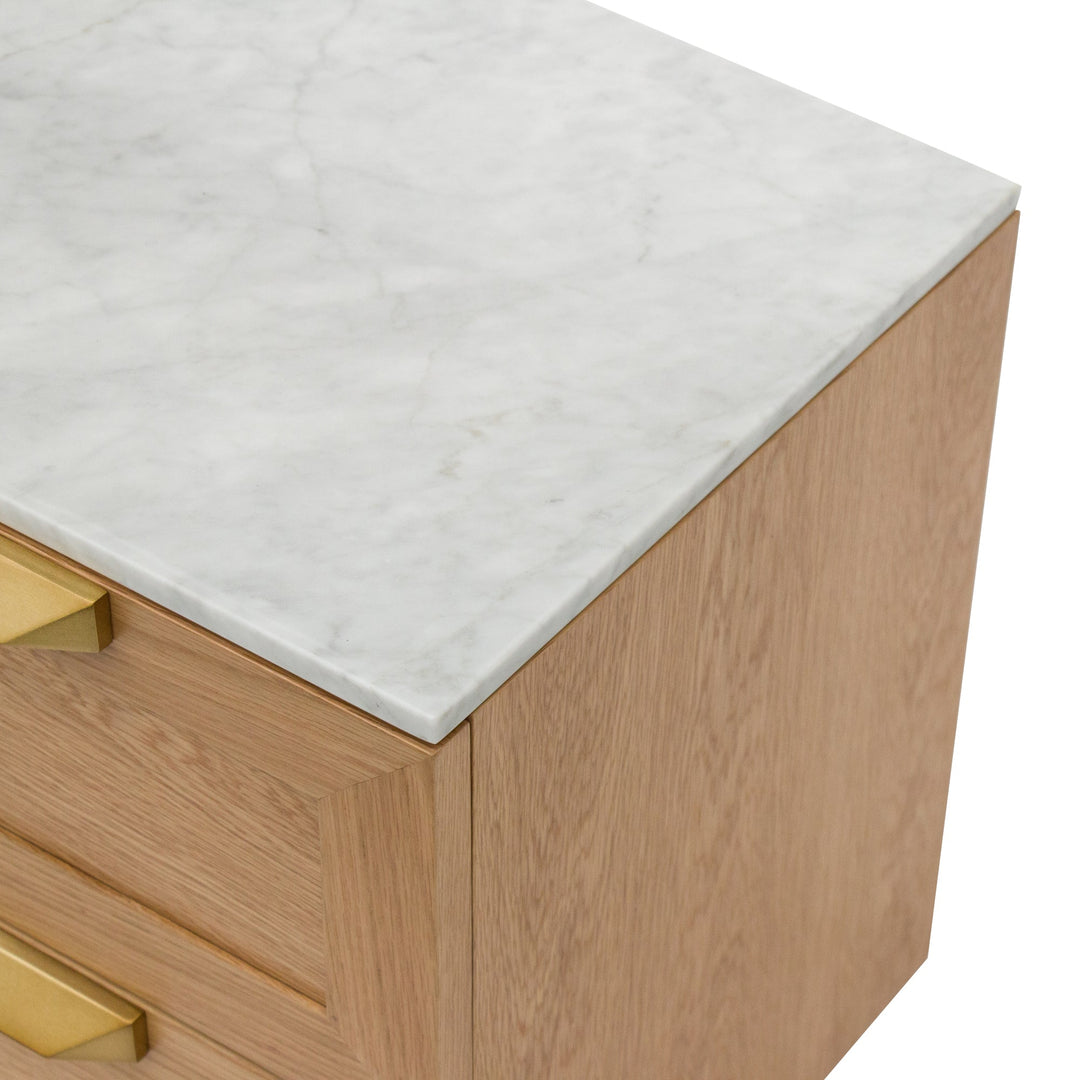 Oxford Bedside Table - Natural with Marble Top