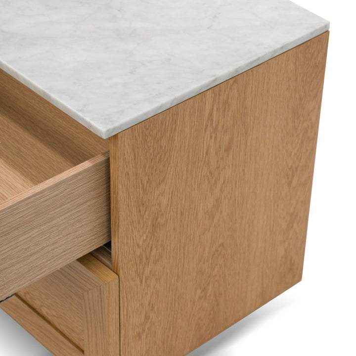 Oxford Bedside Table - Natural with Marble Top