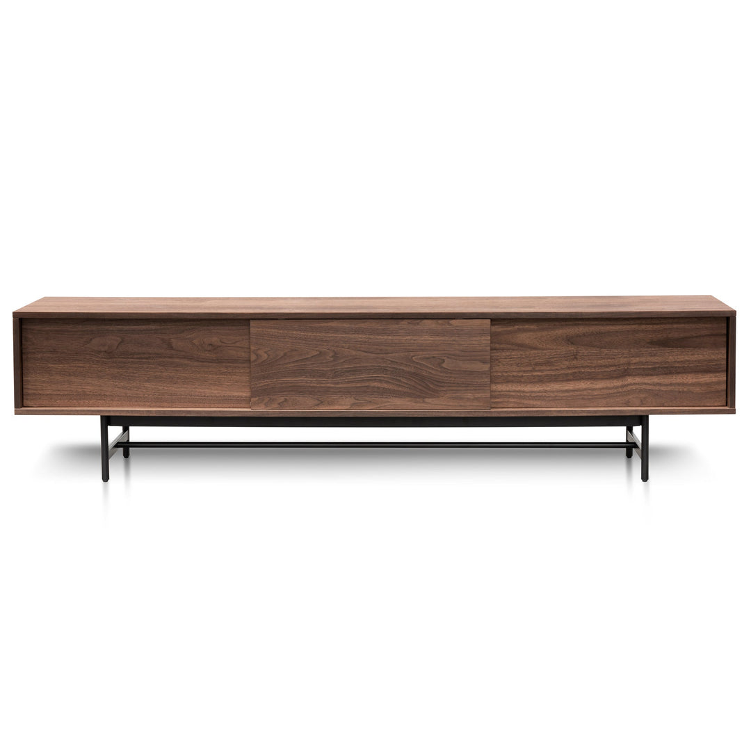 Milford 2.1m Walnut Wooden TV Entertainment Unit - Black legs