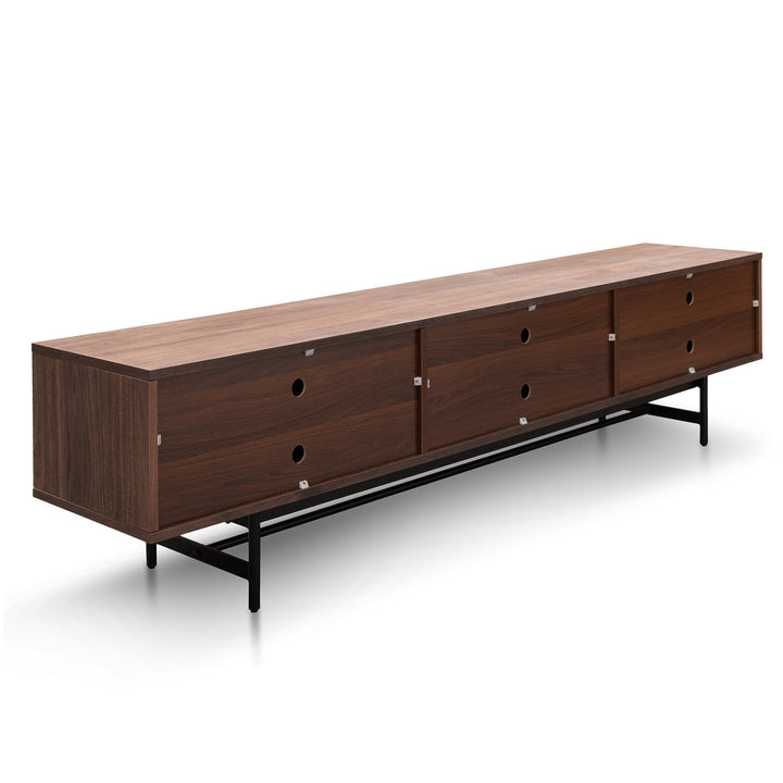 Milford 2.1m Walnut Wooden TV Entertainment Unit - Black legs