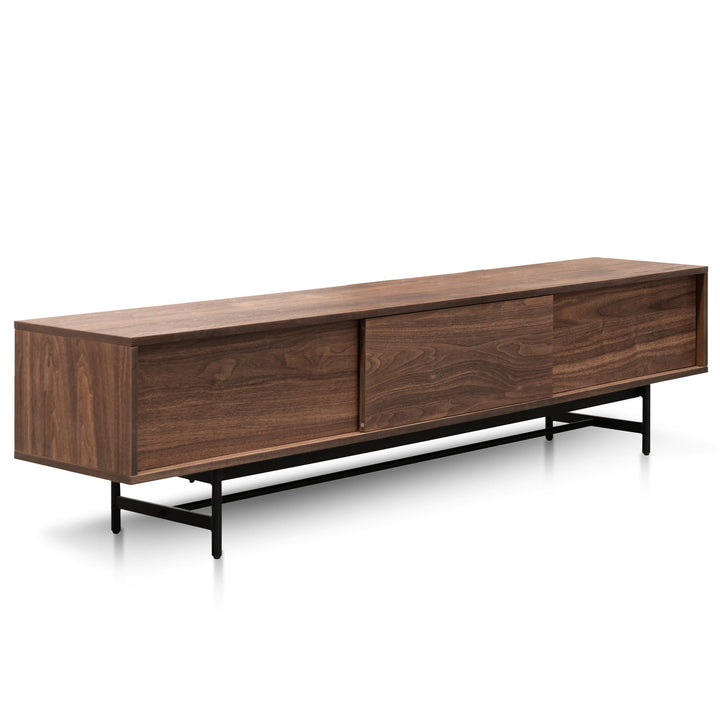 Milford 2.1m Walnut Wooden TV Entertainment Unit - Black legs