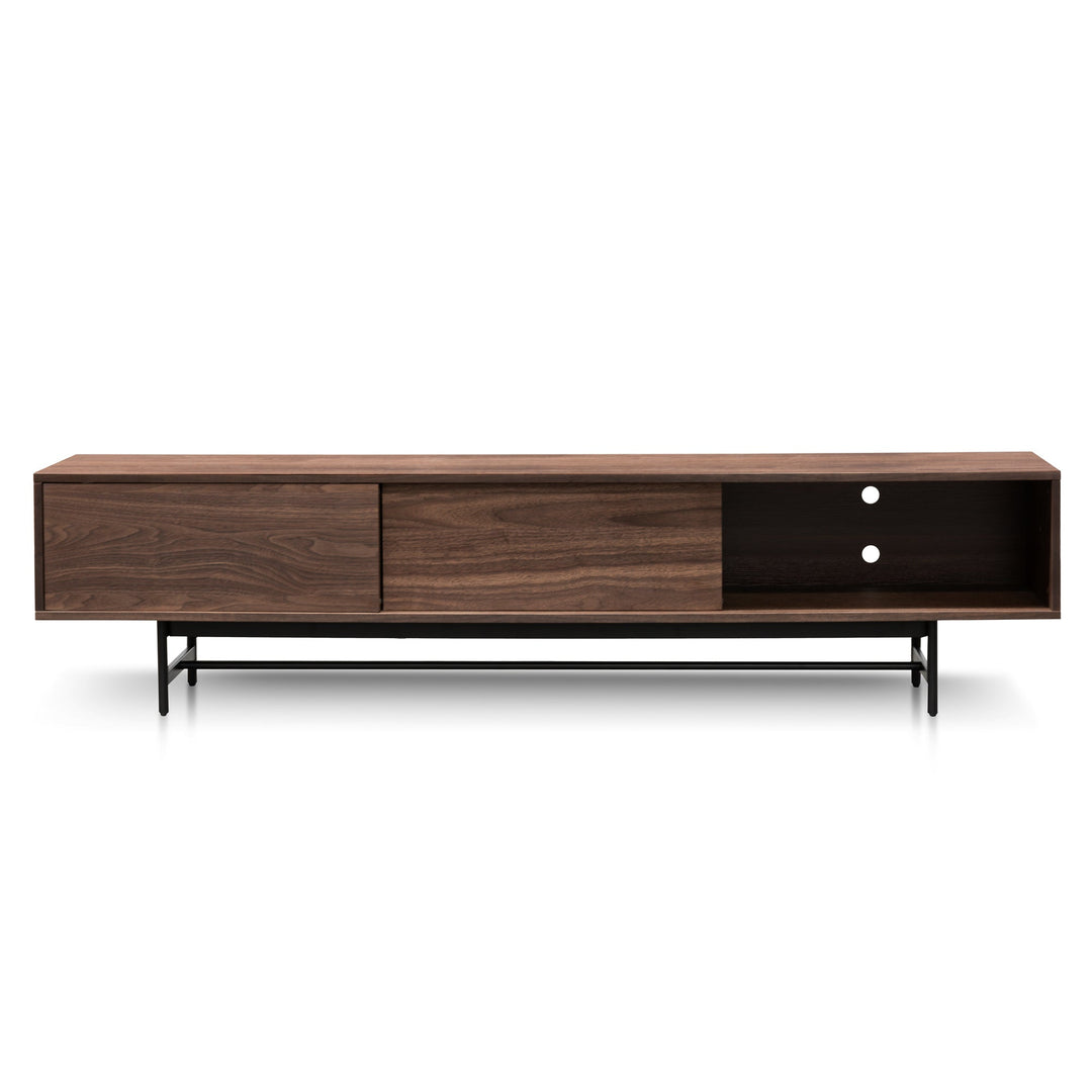 Milford 2.1m Walnut Wooden TV Entertainment Unit - Black legs