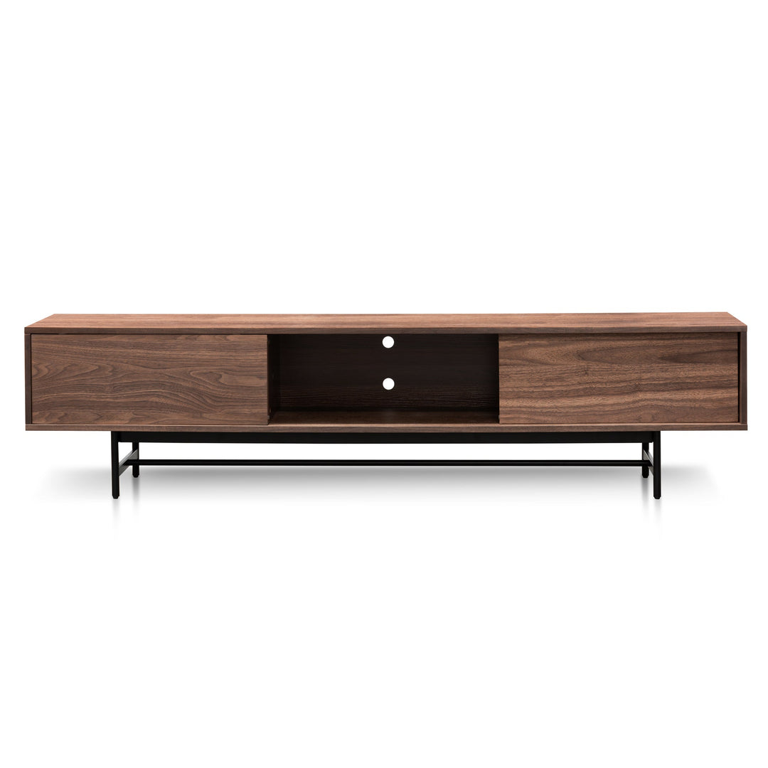 Milford 2.1m Walnut Wooden TV Entertainment Unit - Black legs