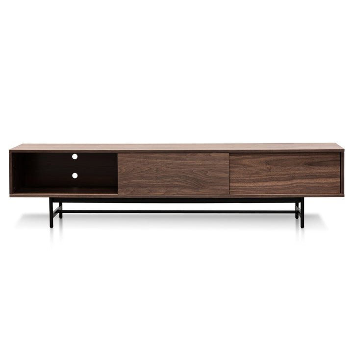 Milford 2.1m Walnut Wooden TV Entertainment Unit - Black legs