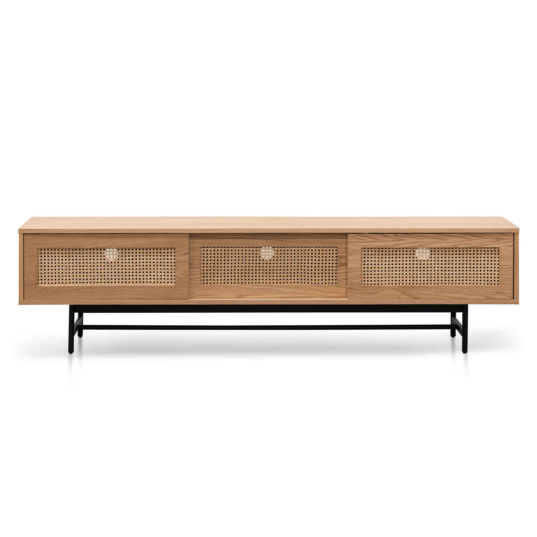 Milford 2m Natural Oak TV Entertainment Unit - Rattan Doors