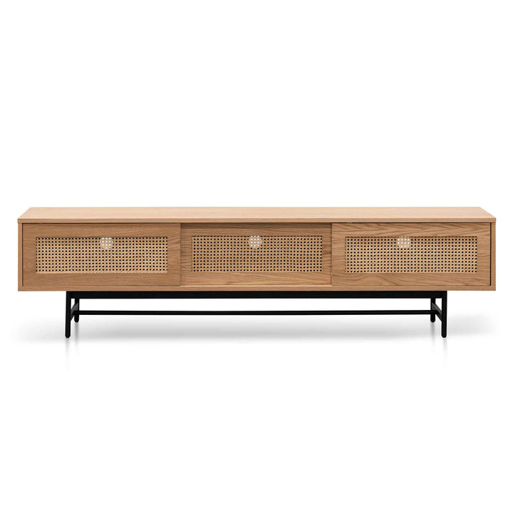 Milford 2m Natural Oak TV Entertainment Unit - Rattan Doors