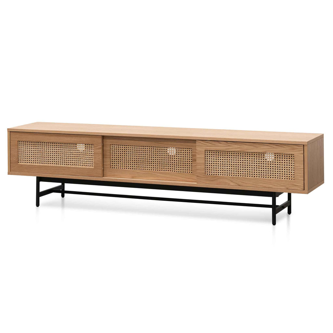 Milford 2m Natural Oak TV Entertainment Unit - Rattan Doors