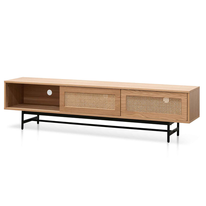 Milford 2m Natural Oak TV Entertainment Unit - Rattan Doors