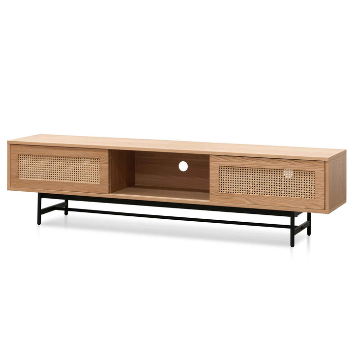 Milford 2m Natural Oak TV Entertainment Unit - Rattan Doors