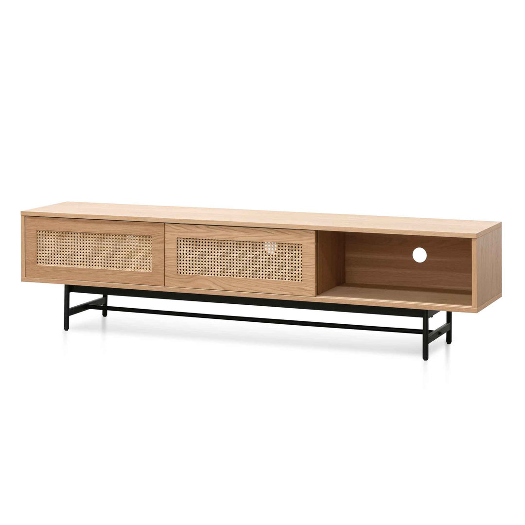 Milford 2m Natural Oak TV Entertainment Unit - Rattan Doors