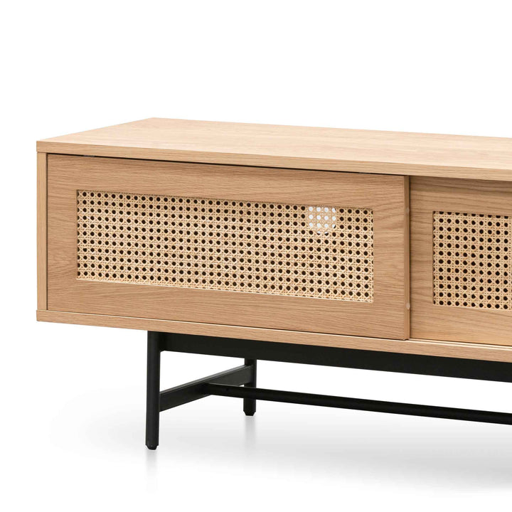 Milford 2m Natural Oak TV Entertainment Unit - Rattan Doors