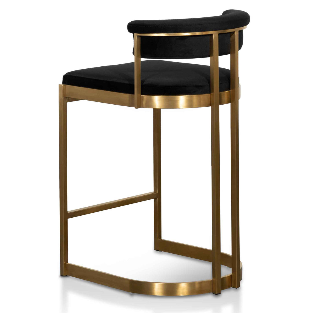 Gilman Black Velvet Bar Stool - Golden Base