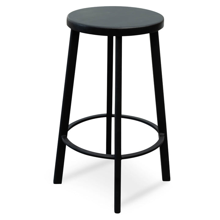 Bellevue 65cm Bar Stool With Black Timber Seat - Black Frame (Set of 2)