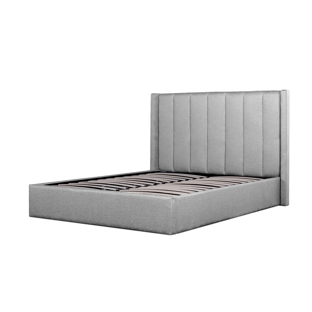 Sittingbourne Fabric Queen Bed Frame - Pearl Grey with Storage
