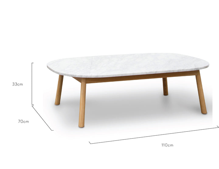 Folkestone 110cm Marble Coffee Table - Natural Base