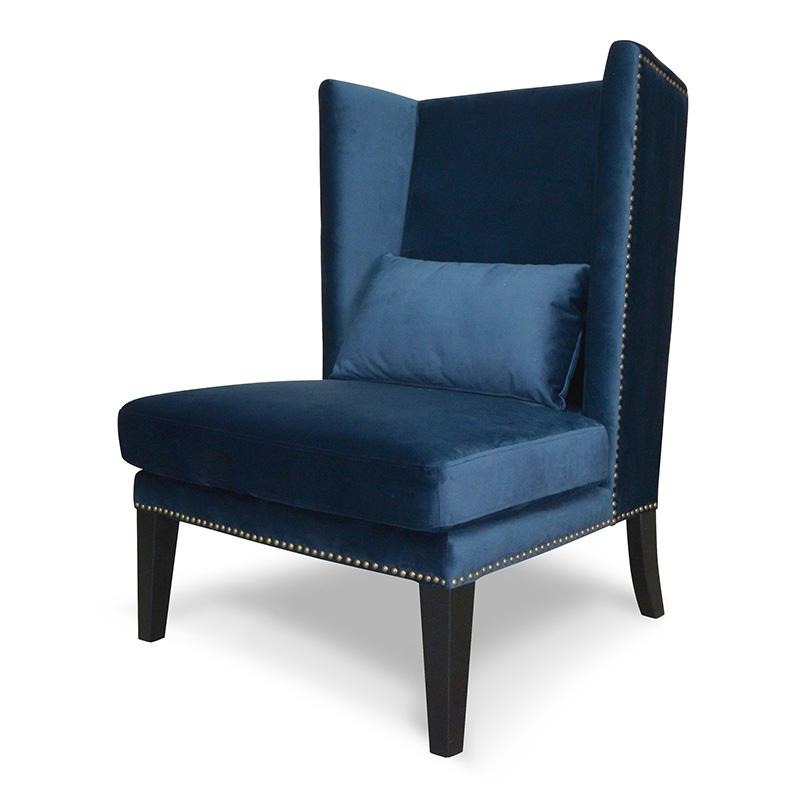 Maynard Velvet Lounge Chair in Navy Velvet Blue