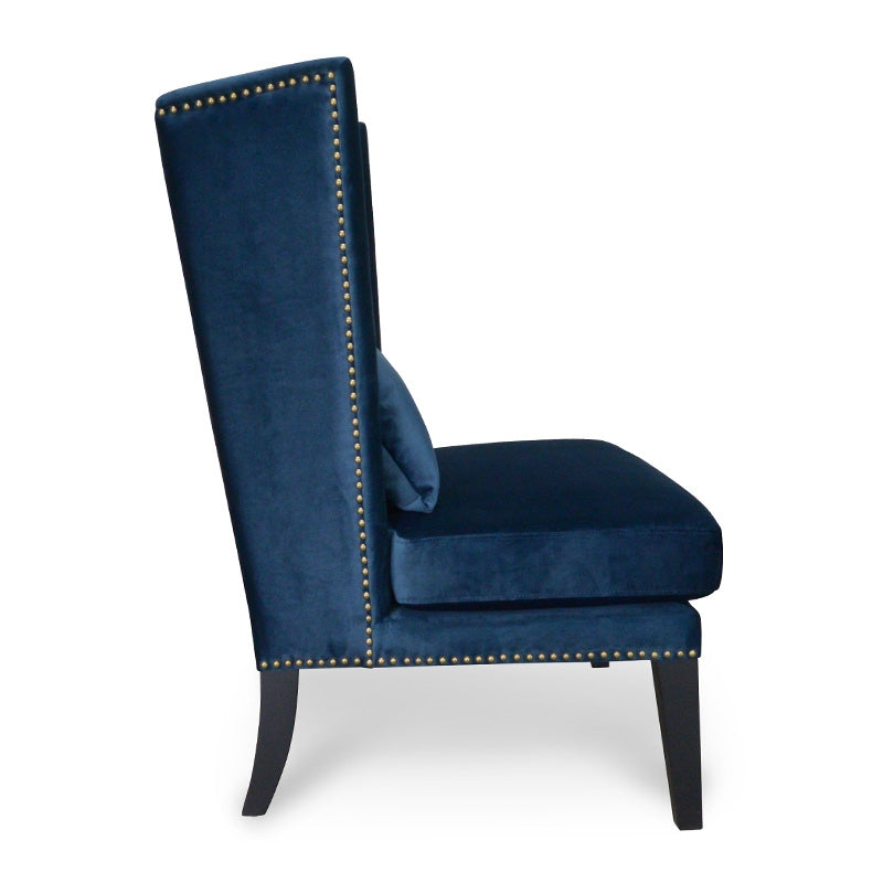 Maynard Velvet Lounge Chair in Navy Velvet Blue