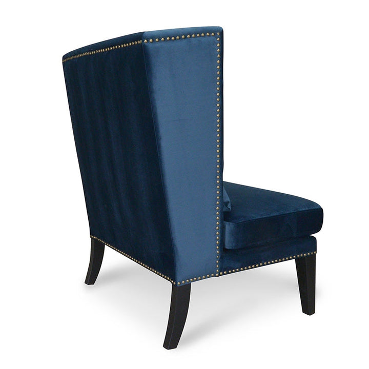 Maynard Velvet Lounge Chair in Navy Velvet Blue