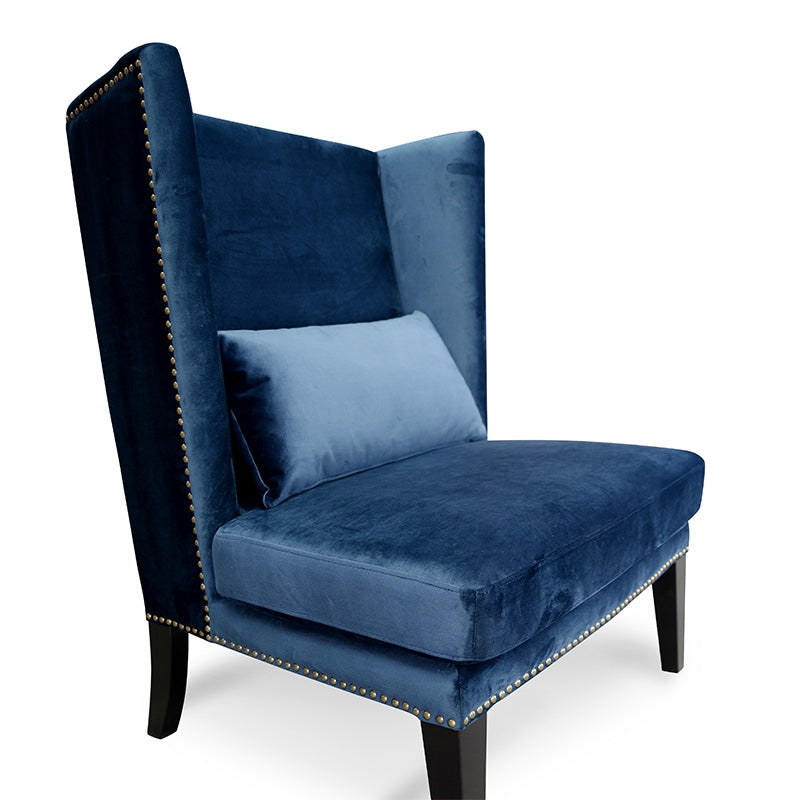 Maynard Velvet Lounge Chair in Navy Velvet Blue