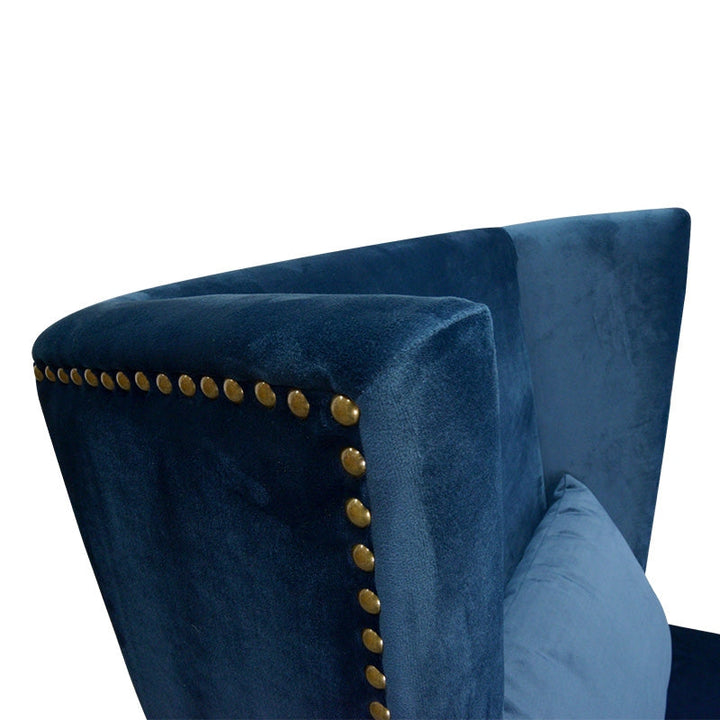 Maynard Velvet Lounge Chair in Navy Velvet Blue