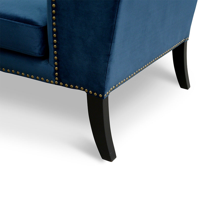 Maynard Velvet Lounge Chair in Navy Velvet Blue