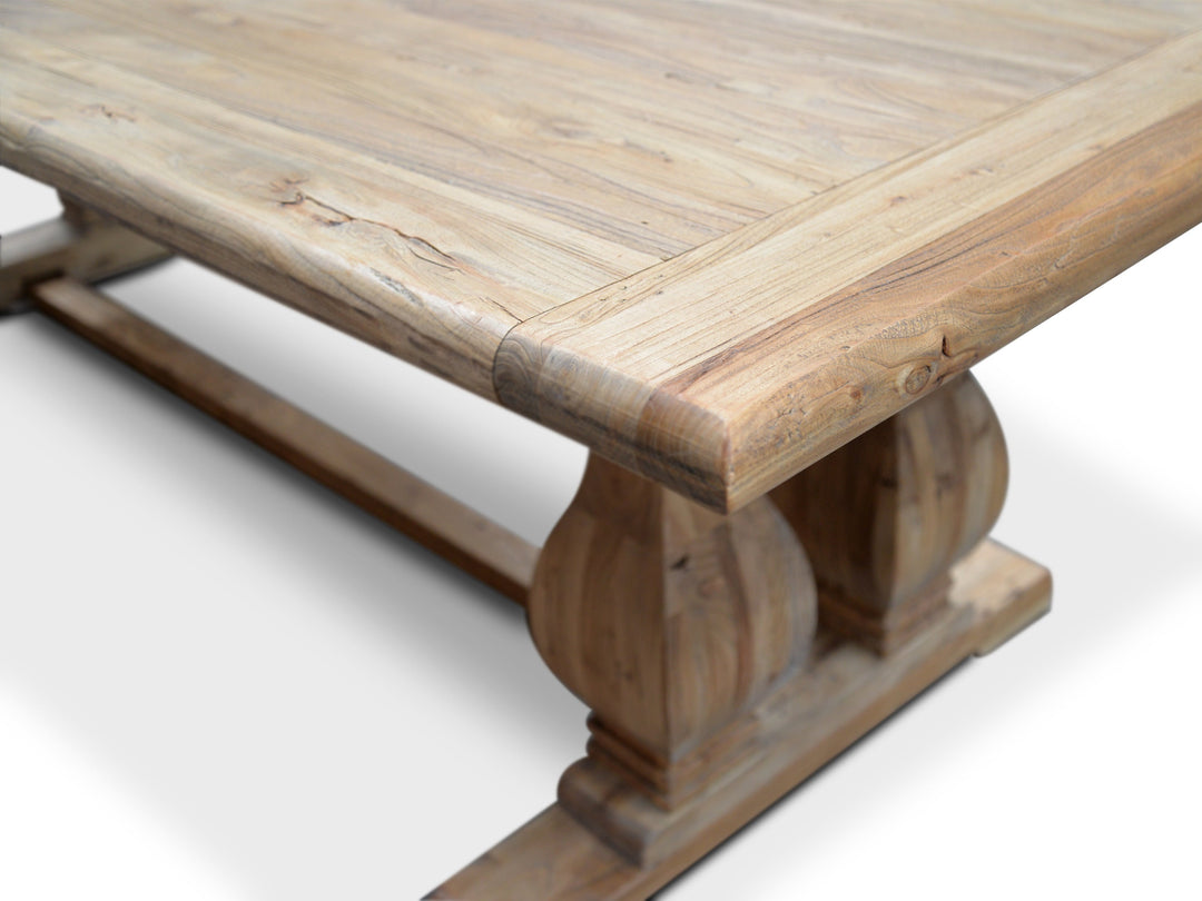 Richmond Elm Wood Dining Table 3m - Rustic Natural