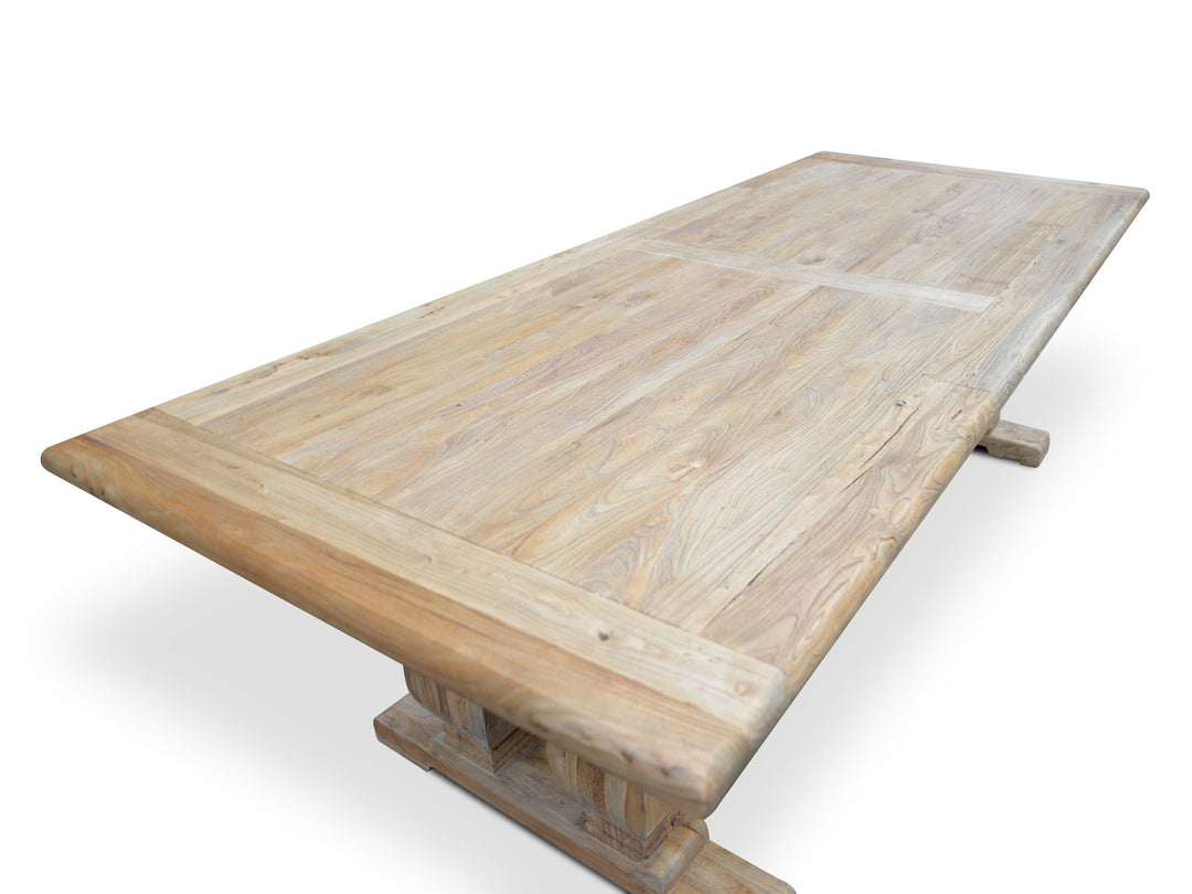 Richmond Elm Wood Dining Table 3m - Rustic Natural