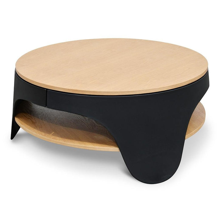 Folkestone 82cm Round Coffee Table - Natural - Black