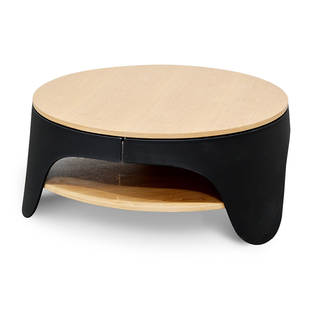 Folkestone 82cm Round Coffee Table - Natural - Black