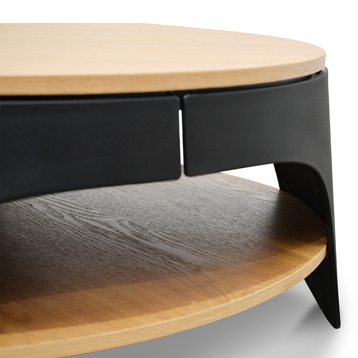 Folkestone 82cm Round Coffee Table - Natural - Black