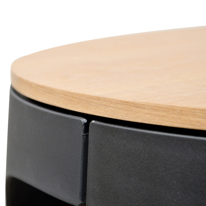 Folkestone 82cm Round Coffee Table - Natural - Black