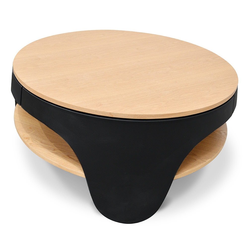 Folkestone 82cm Round Coffee Table - Natural - Black